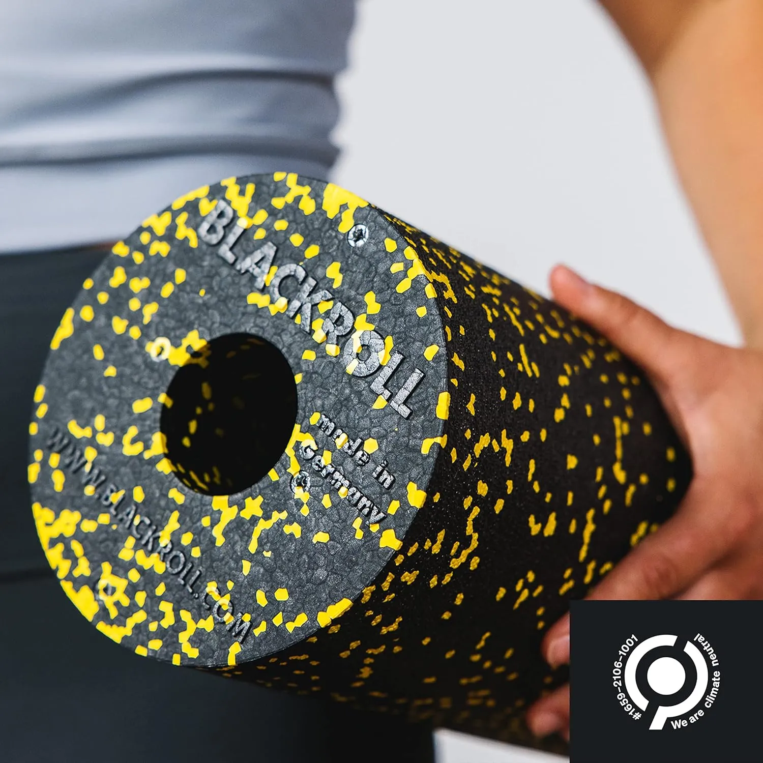 BLACKROLL - Standard Foam Roller - Myofascial Trigger Point Release, Back Massage, Perfect for Yoga, Home Workouts, Muscle Recovery, Black/Yellow