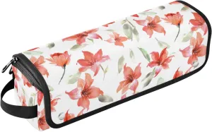 Blooming Meadow Flowers Hair Tools Travel Bag with Heat Resistant Mat, Travel Carrying Case for Curling Iron, Straightener, Portable Organizer Cosmetic Bag
