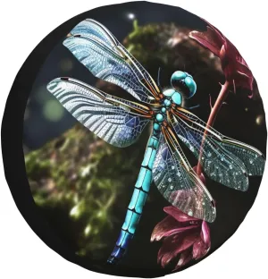 Blue Dragonfly Tire Cover Outdoor Waterproof Snow Sun Rain Wheel Cover Portable Wheel Bags Camper Spare Tire Cover Universal Car Tire Protectors for Trailer RV SUV