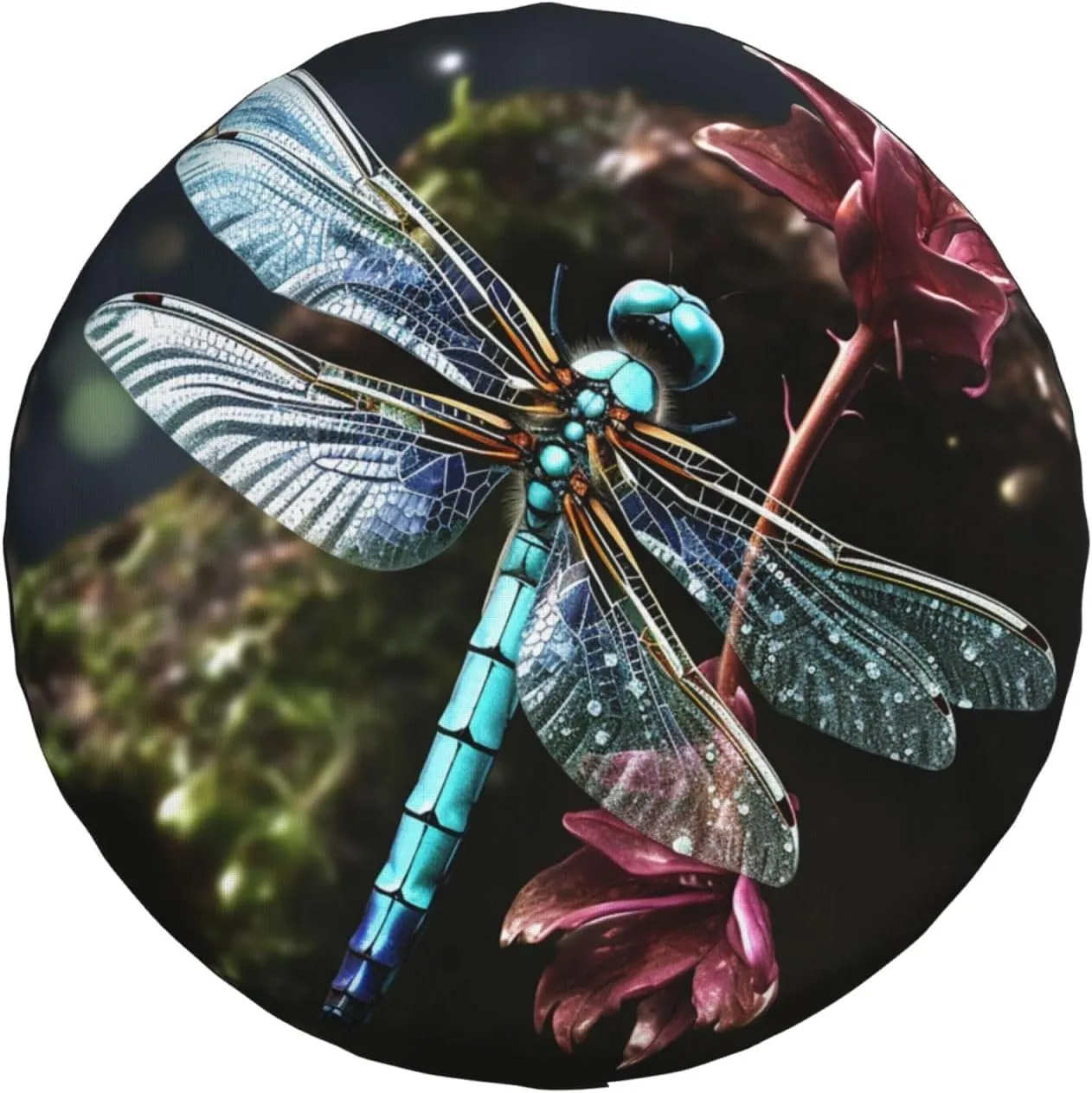 Blue Dragonfly Tire Cover Outdoor Waterproof Snow Sun Rain Wheel Cover Portable Wheel Bags Camper Spare Tire Cover Universal Car Tire Protectors for Trailer RV SUV