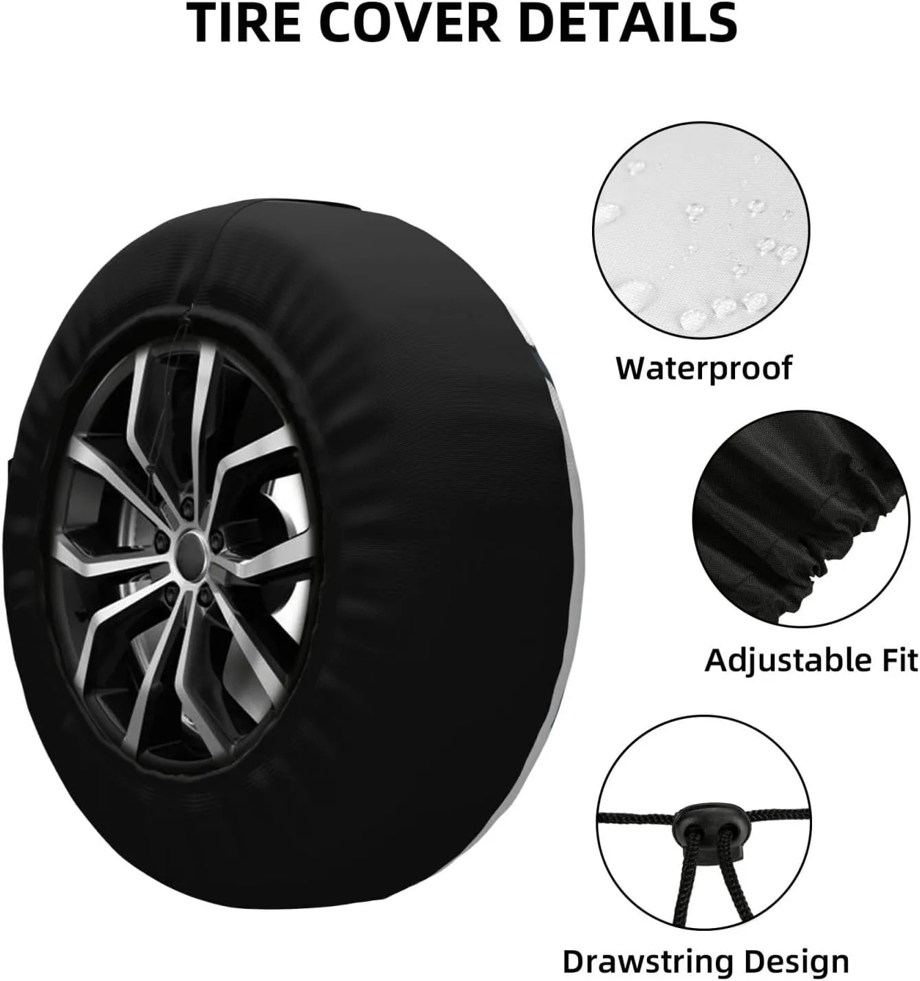 Blue Shark Tire Cover Outdoor Waterproof Snow Sun Rain Wheel Cover Portable Wheel Bags Camper Spare Tire Cover Universal Car Tire Protectors for Trailer RV SUV