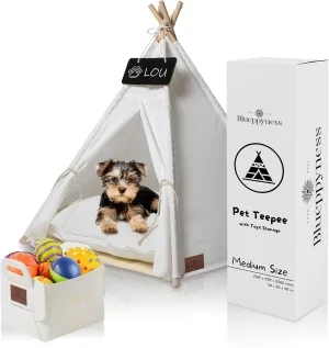 Blueppyness Pet Teepee Tent with Storage Bag Small Dog Beds Medium Sized Dog Up to 20 lbs Cat Beds for Indoor Cats Cama para Perros Pequeños Bunny House Indoor Bed Bunny Casa para Gatos