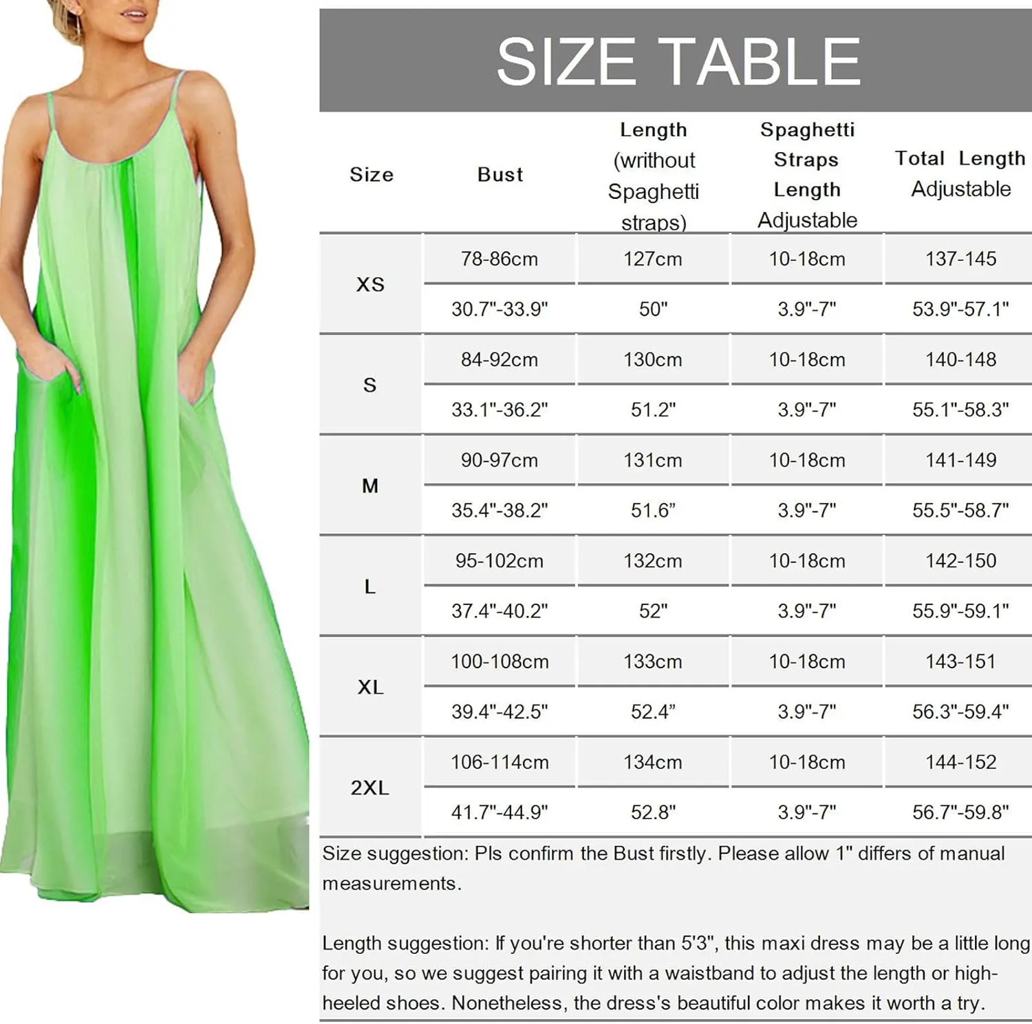Boho Summer Dress for Women Casual Style Loose Spaghetti Strap Maxi Flowy Sun Dress with Pockets for Beach
