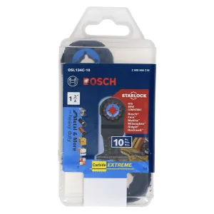 BOSCH OSL134C-10 10-Pack 1-3/4 In. Starlock Oscillating Multi Tool Metal & More Carbide Extreme Plunge Cut Blades for Cutting Iron Bar, Metal, Wood with Nails, Drywall and Tile