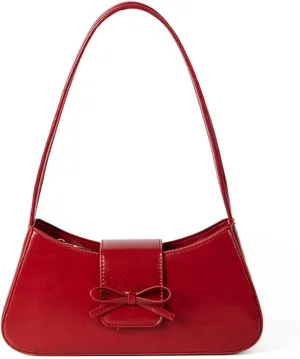 Bow Purse Shoulder Bag Small Coquette Aesthetic Bags Retro Y2k Faux Leather Underarm Purses Cute Handbag for Women