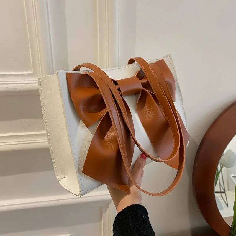 Bow Shaped Shoulder Bag For Women, Fresh And Large Capacity Portable Tote Bag