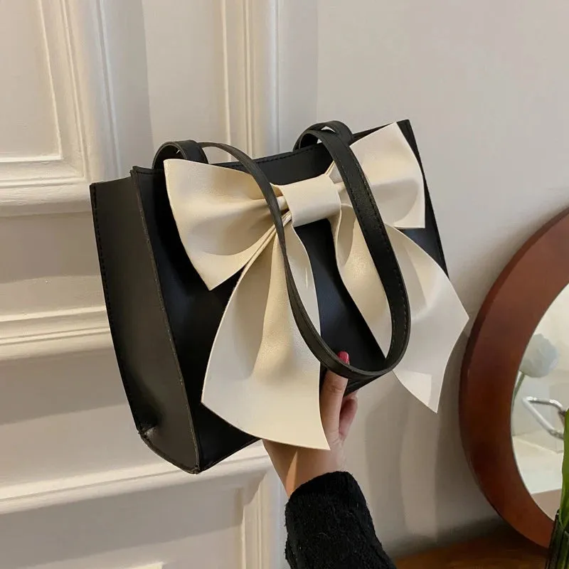 Bow Shaped Shoulder Bag For Women, Fresh And Large Capacity Portable Tote Bag