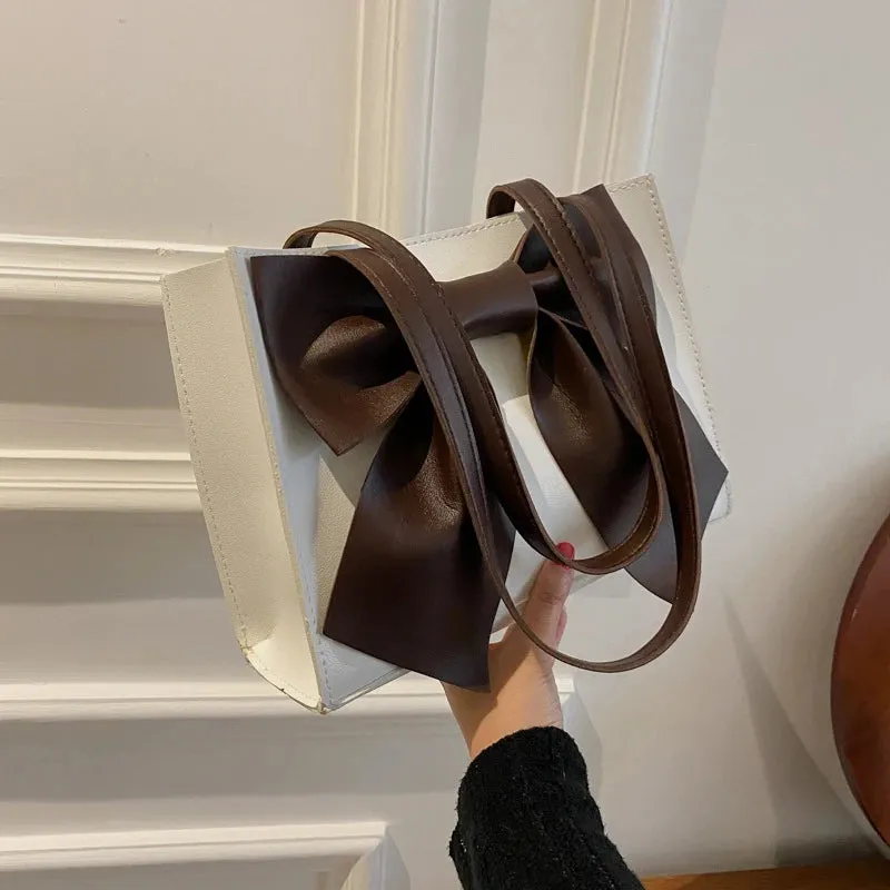 Bow Shaped Shoulder Bag For Women, Fresh And Large Capacity Portable Tote Bag