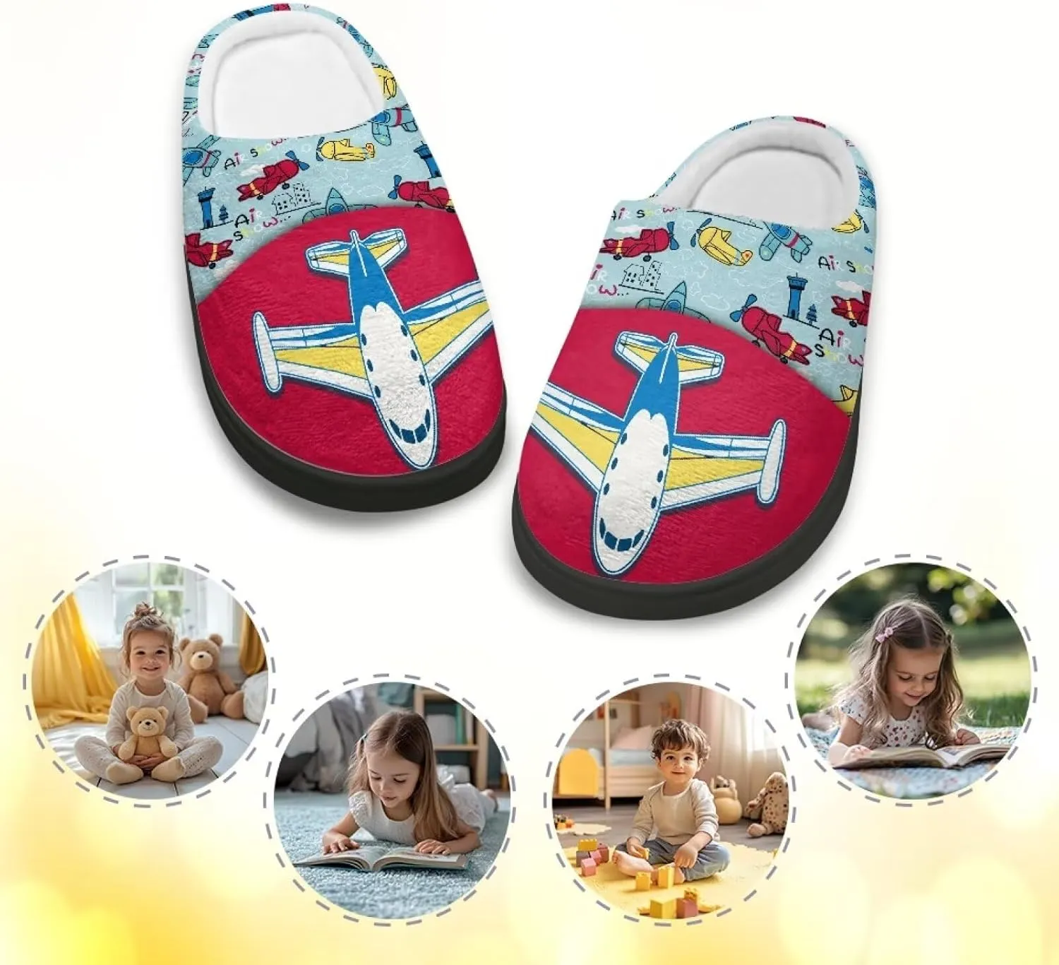 Boys Girls Slippers Plush Warm House Shoes Breathable Kids Flannel Fuzzy Slippers Winter Non Slip Indoor Cotton Shoes US 9-15