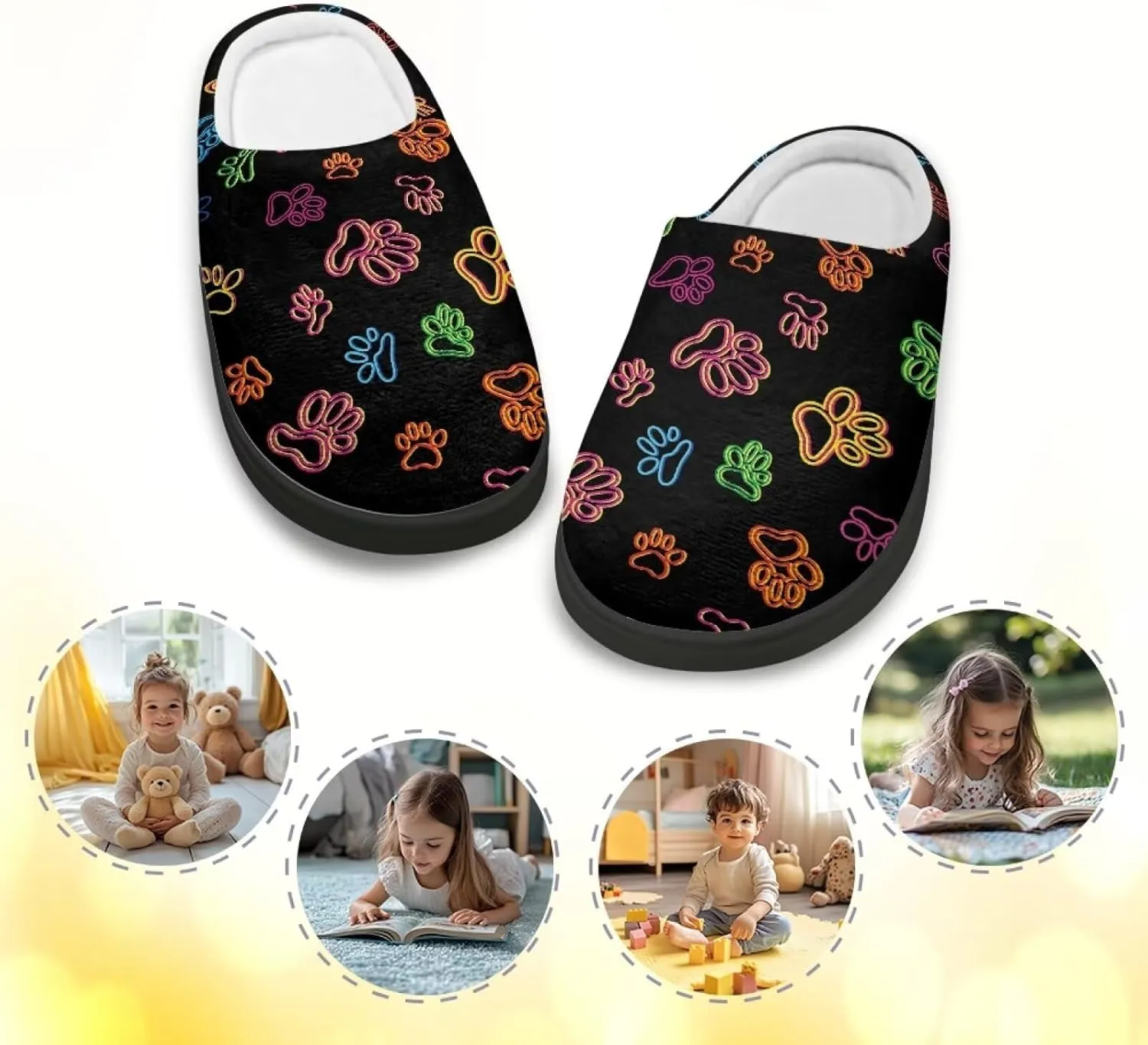 Boys Girls Slippers Plush Warm House Shoes Breathable Kids Flannel Fuzzy Slippers Winter Non Slip Indoor Cotton Shoes US 9-15