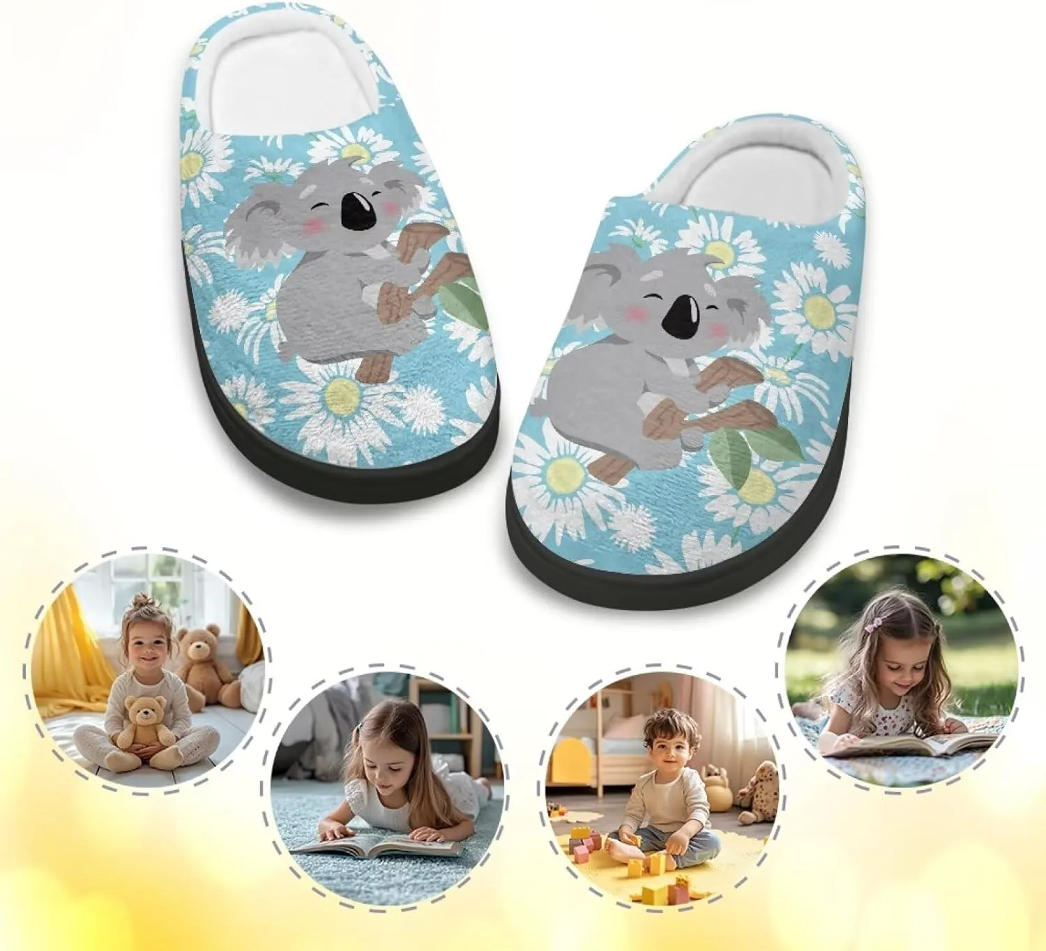 Boys Girls Slippers Plush Warm House Shoes Breathable Kids Flannel Fuzzy Slippers Winter Non Slip Indoor Cotton Shoes US 9-15