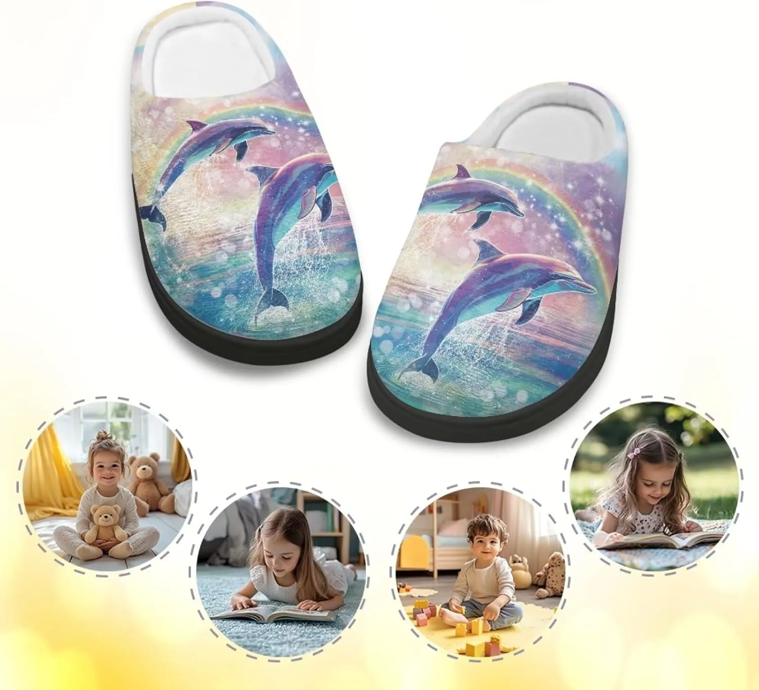 Boys Girls Slippers Plush Warm House Shoes Breathable Kids Flannel Fuzzy Slippers Winter Non Slip Indoor Cotton Shoes US 9-15