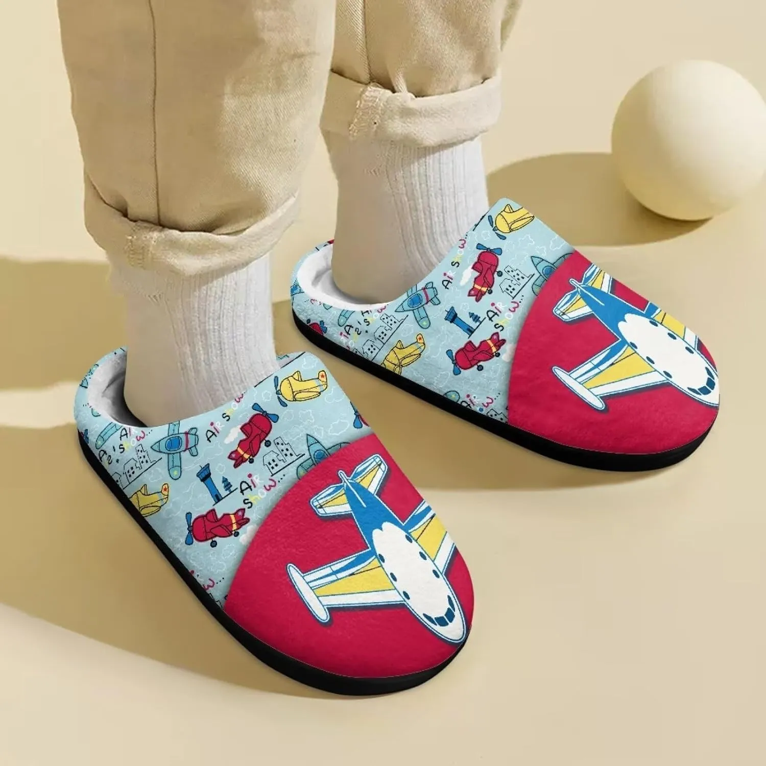 Boys Girls Slippers Plush Warm House Shoes Breathable Kids Flannel Fuzzy Slippers Winter Non Slip Indoor Cotton Shoes US 9-15