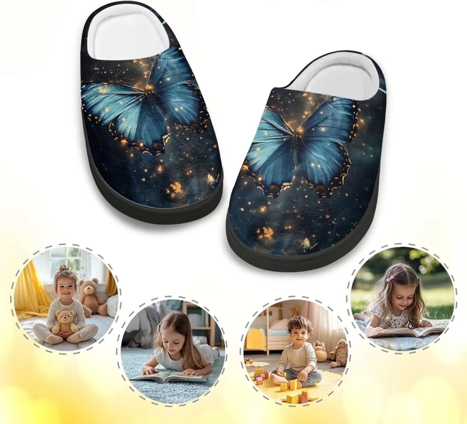 Boys Girls Slippers Plush Warm House Shoes Breathable Kids Flannel Fuzzy Slippers Winter Non Slip Indoor Cotton Shoes US 9-15