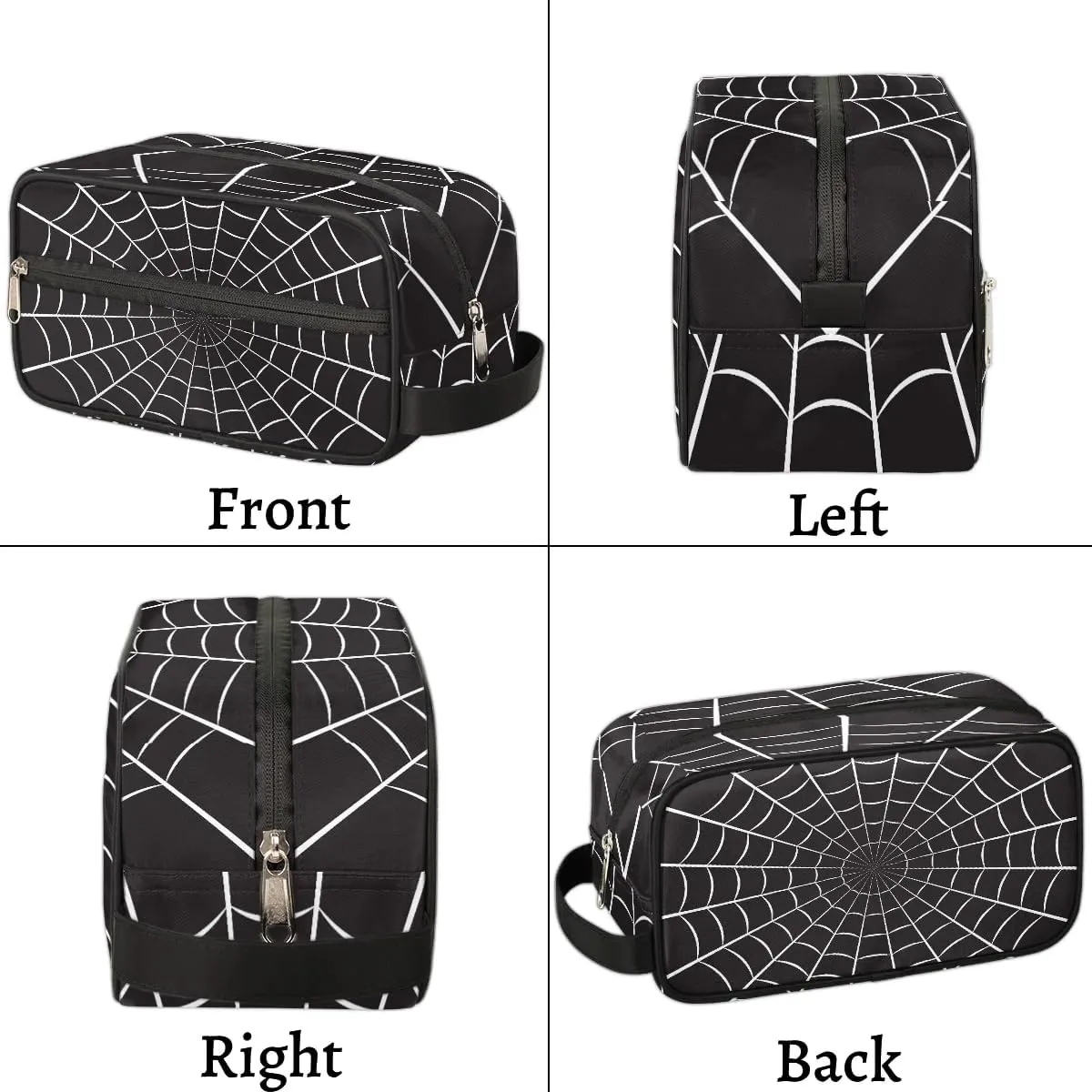Boys Travel Toiletry Bag Black Spider Web Kids Waterproof Hanging Dopp Kit, Wash Bag with Large Capacity for Travel, Sports, Shower