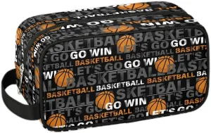 Boys Travel Toiletry Bag, Kids Waterproof Hanging Dopp Kit, Basketball Sports Wash Bag with Large Capacity for Travel, Sports, Shower