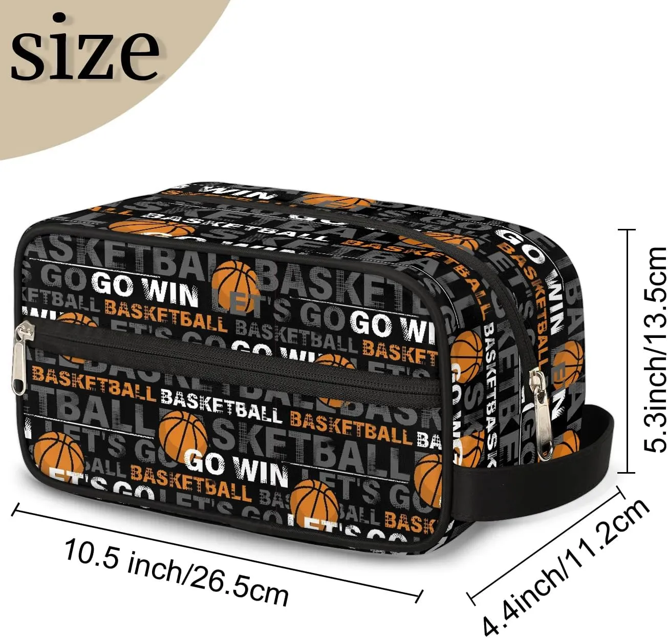 Boys Travel Toiletry Bag, Kids Waterproof Hanging Dopp Kit, Basketball Sports Wash Bag with Large Capacity for Travel, Sports, Shower