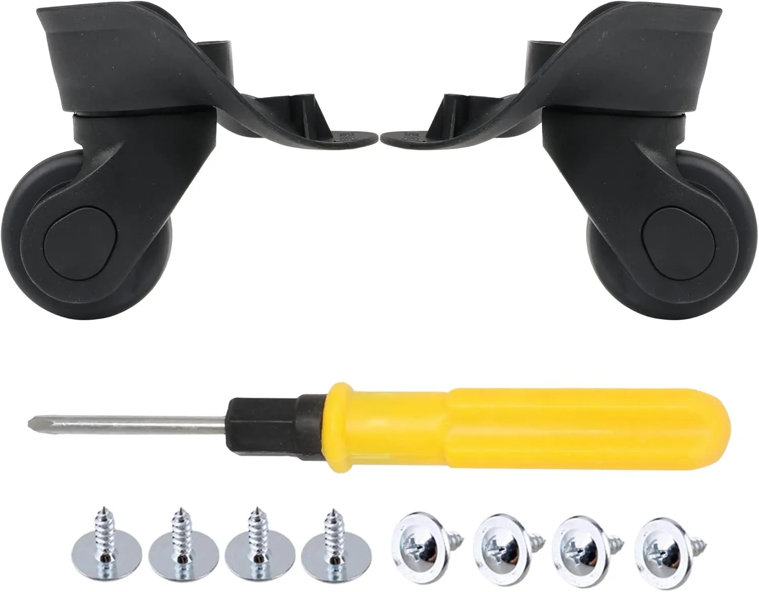 BQLZR Luggage Swivel 9.1cmx10.7x4.9cm Black Plastic Left & Right Wheels DIY Replacement Parts Pack of 2 (See Video First)
