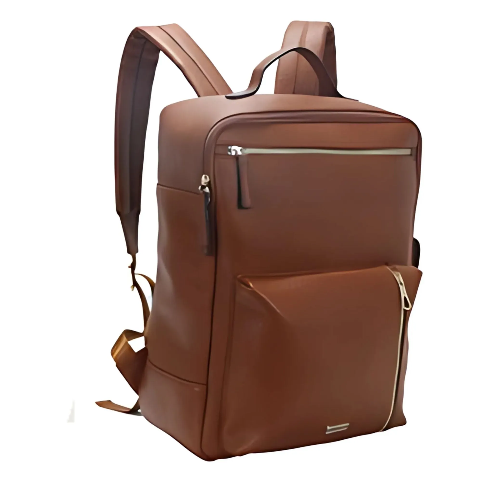 Brown Backpack with Zipped Pockets