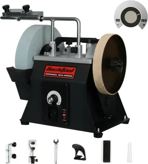 BUCKTOOL 10-Inch Variable Speed Wet Sharpening System, 1.2-Amp Two-Direction Water Cooled Wet Stone Grinder 90-160RPM, Wet Bench Grinder for Knife, Chisel, Knife, Axe, SCM8103
