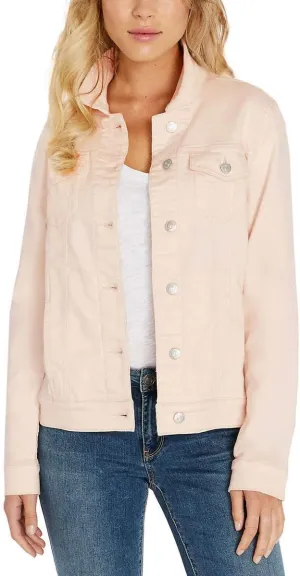 Buffalo David Bitton Womens Knit Denim Jacket (Light Pink, XX-Large)