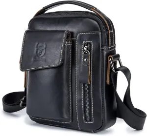 BULLCAPTAIN Genuine Leather Men Bags Shoulder Bag for Mens Everyday Casual Messenger Bag Handbag