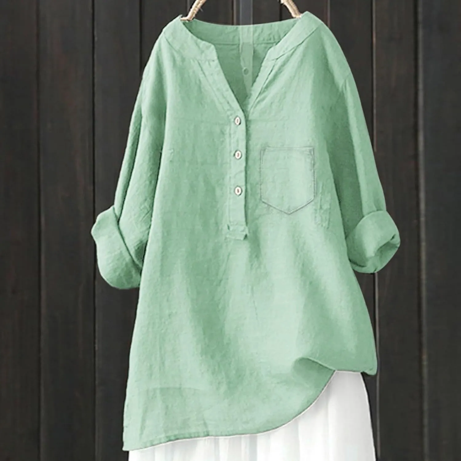 Button Down Shirts for Women Collar Button Cotton Long Sleeved Shirt Blouse Womens Button Down Blouse Button Up