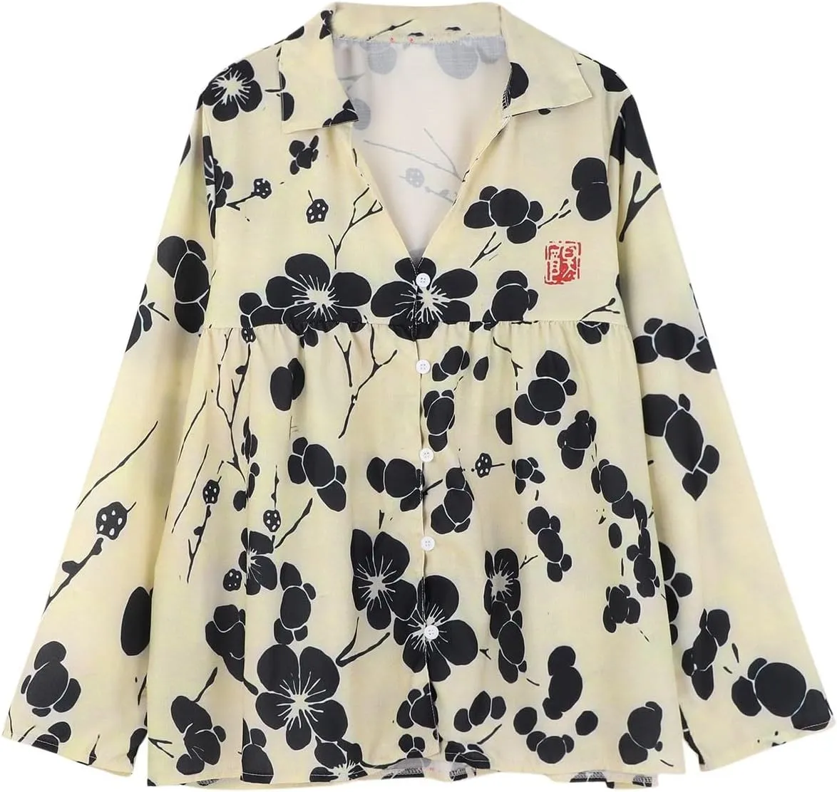 Button Down Shirts for Women Natural Autumn Fragrant Fabric Shirt Black Blouse Button Up Shirt Women Button Up Shirt