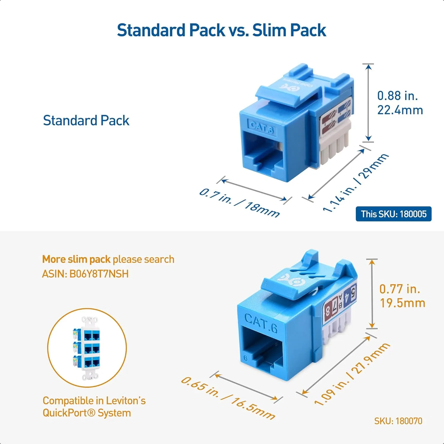 Cable Matters [UL Listed] 50-Pack 10Gbps Cat6 Keystone Jacks, RJ45 Keystone Jack, Ethernet Keystone Jack in Blue with Keystone Punch-Down Stand for Patch Panel and Wall Plate