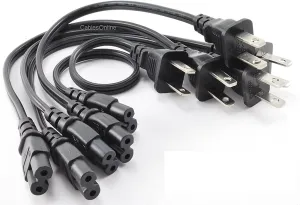 CablesOnline, 5-Pack 1ft 2-Prong Figure-8 Replacement Non-Polarized Computer Power Cord Cable, PC-10701-5