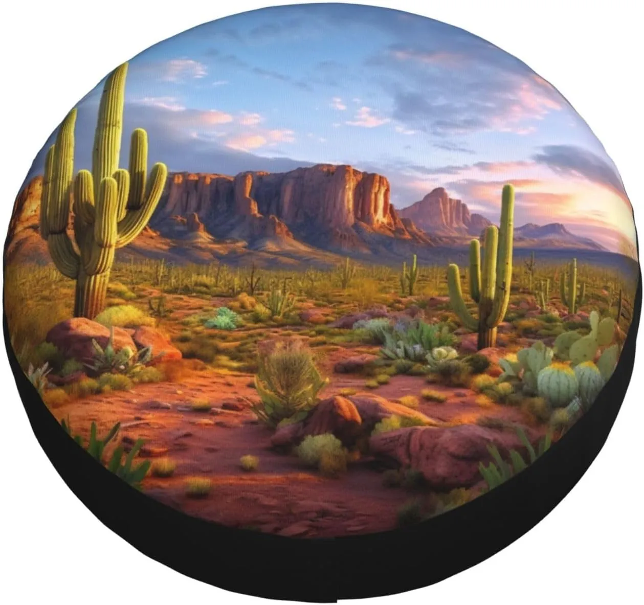 Cactus Landscape Tire Cover Outdoor Waterproof Snow Sun Rain Wheel Cover Portable Wheel Bags Camper Spare Tire Cover Universal Car Tire Protectors for Trailer RV SUV
