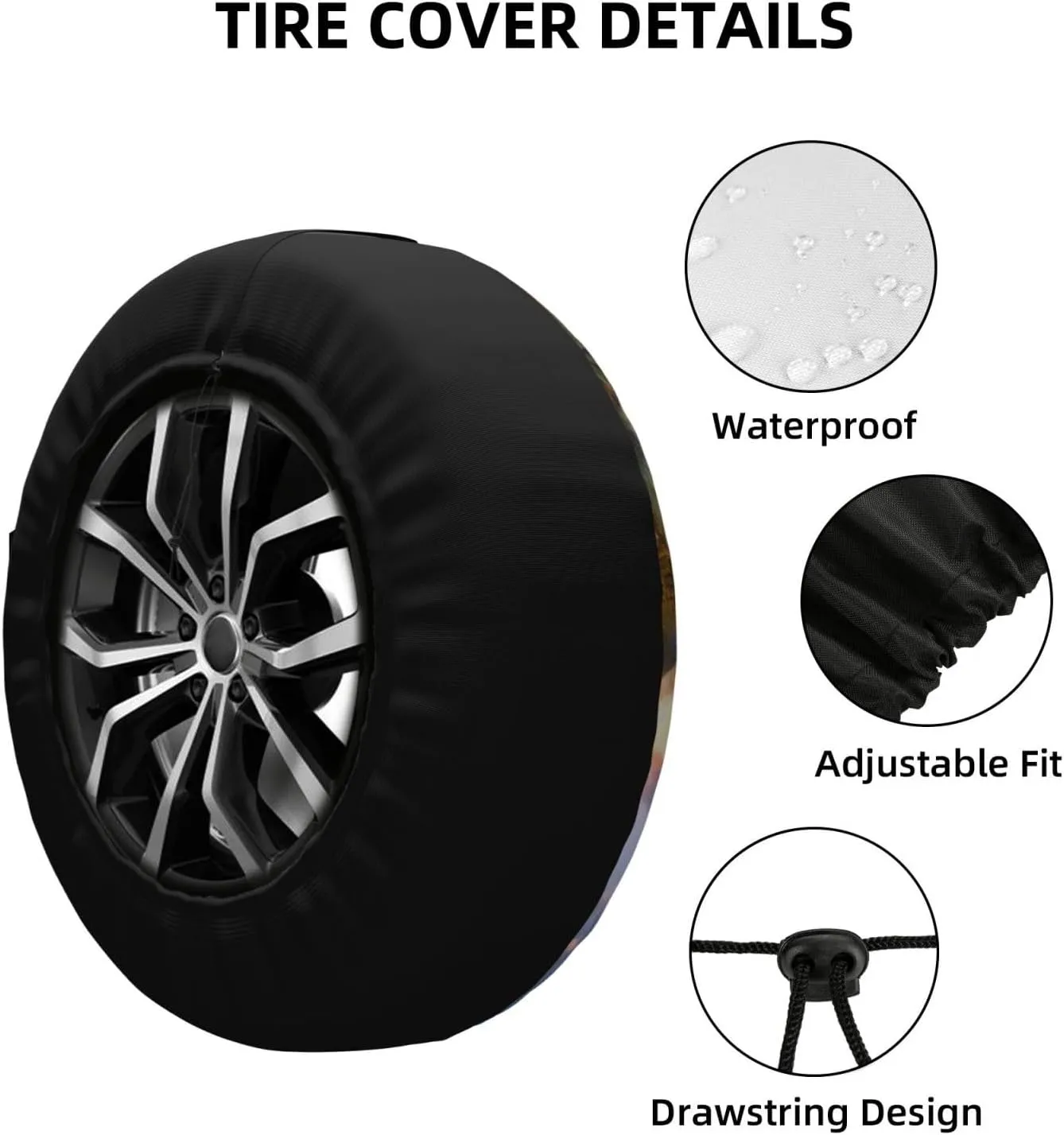 Cactus Landscape Tire Cover Outdoor Waterproof Snow Sun Rain Wheel Cover Portable Wheel Bags Camper Spare Tire Cover Universal Car Tire Protectors for Trailer RV SUV