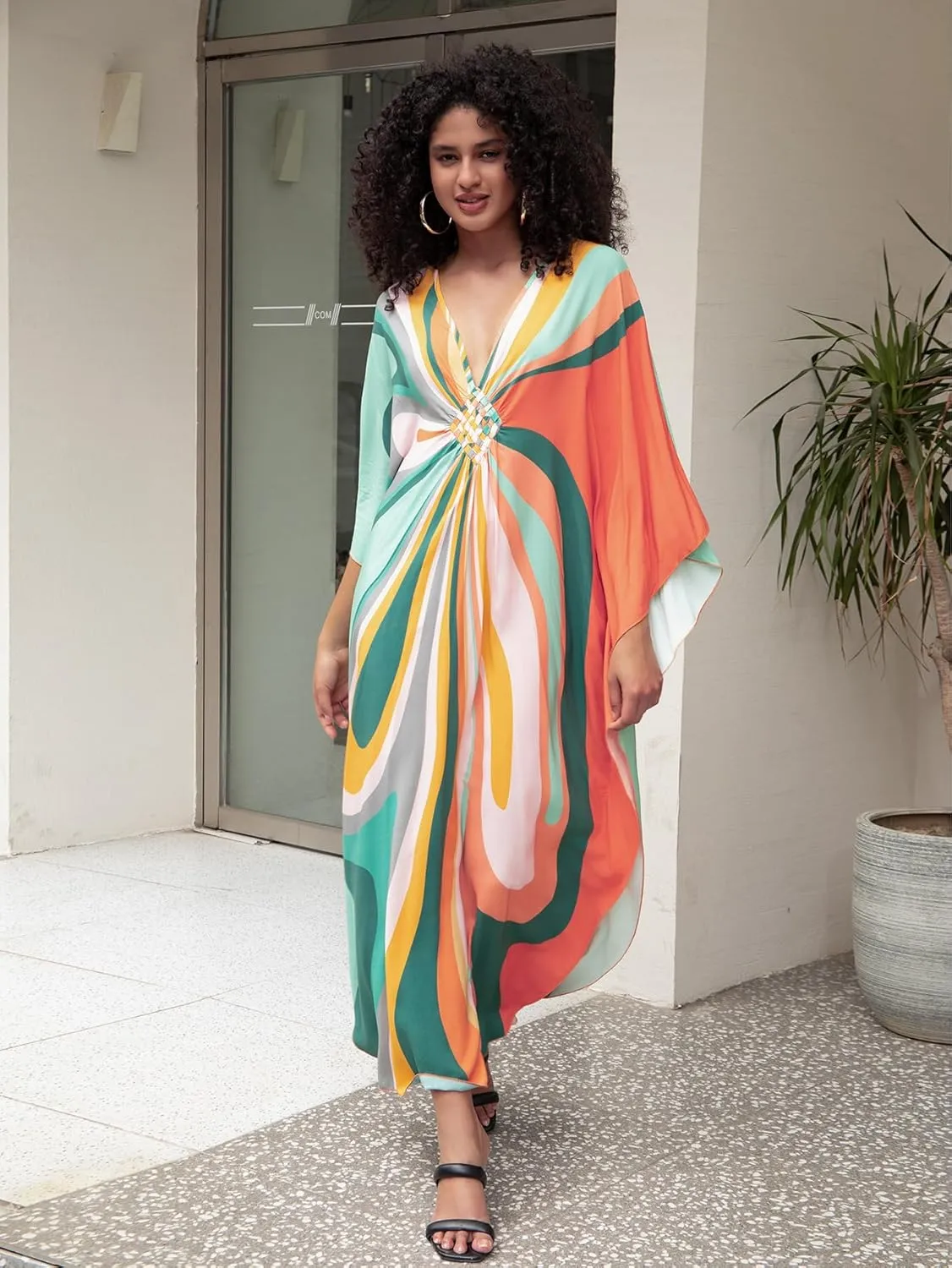 Caftans for women Wave Neck Swimsuit Cover Up kaftan Dress Plus Size caftans Oversized, cover up for swimwear