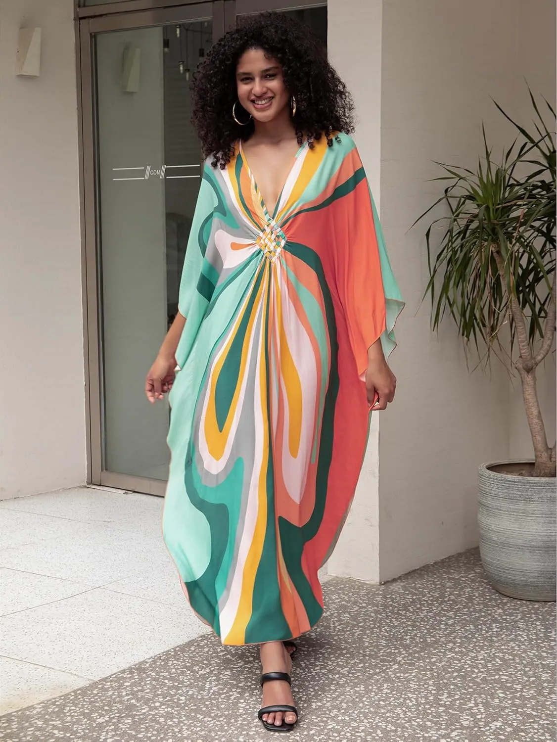 Caftans for women Wave Neck Swimsuit Cover Up kaftan Dress Plus Size caftans Oversized, cover up for swimwear