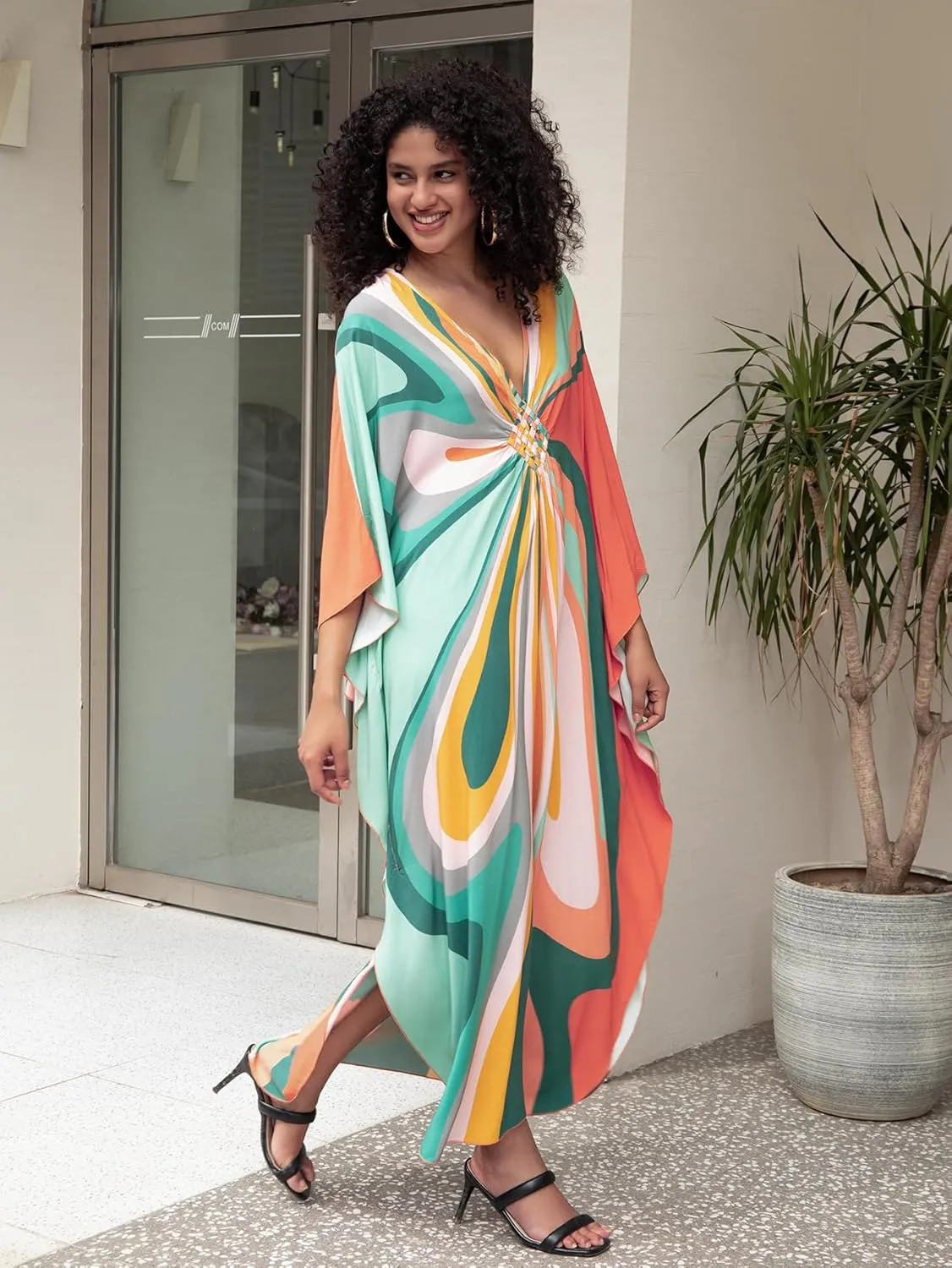 Caftans for women Wave Neck Swimsuit Cover Up kaftan Dress Plus Size caftans Oversized, cover up for swimwear