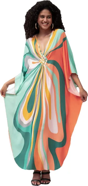 Caftans for women Wave Neck Swimsuit Cover Up kaftan Dress Plus Size caftans Oversized, cover up for swimwear