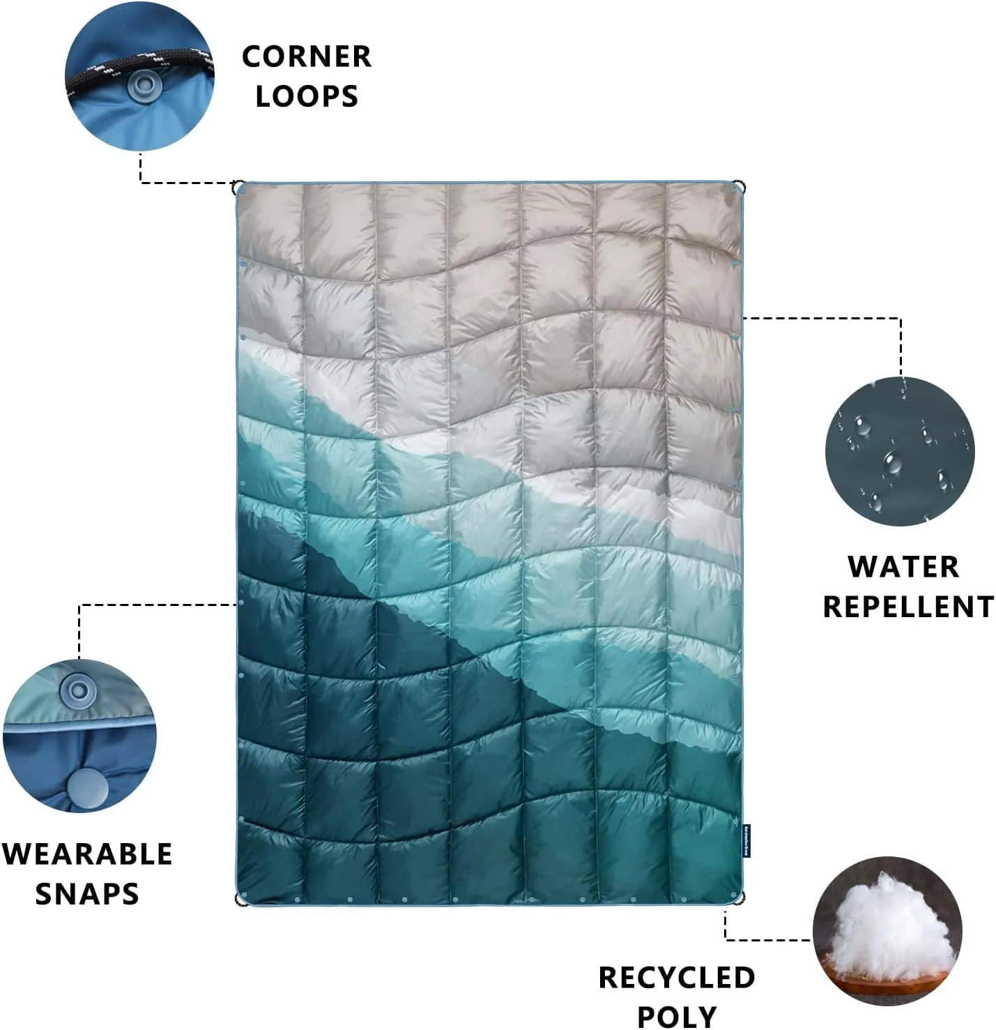 Camping Blanket, Packable Puffy Blankets Lightweight Windproof Waterproof for Outdoors,Hiking, Backpacking,Beach,Car,Picnic,Stadium