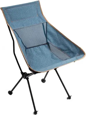 Camping Chair Fishing Chair Folding Portable Outdoor Leisure Recliner Oxford Cloth Breathable Stool with High Back Folding Chair (Blue One Size)