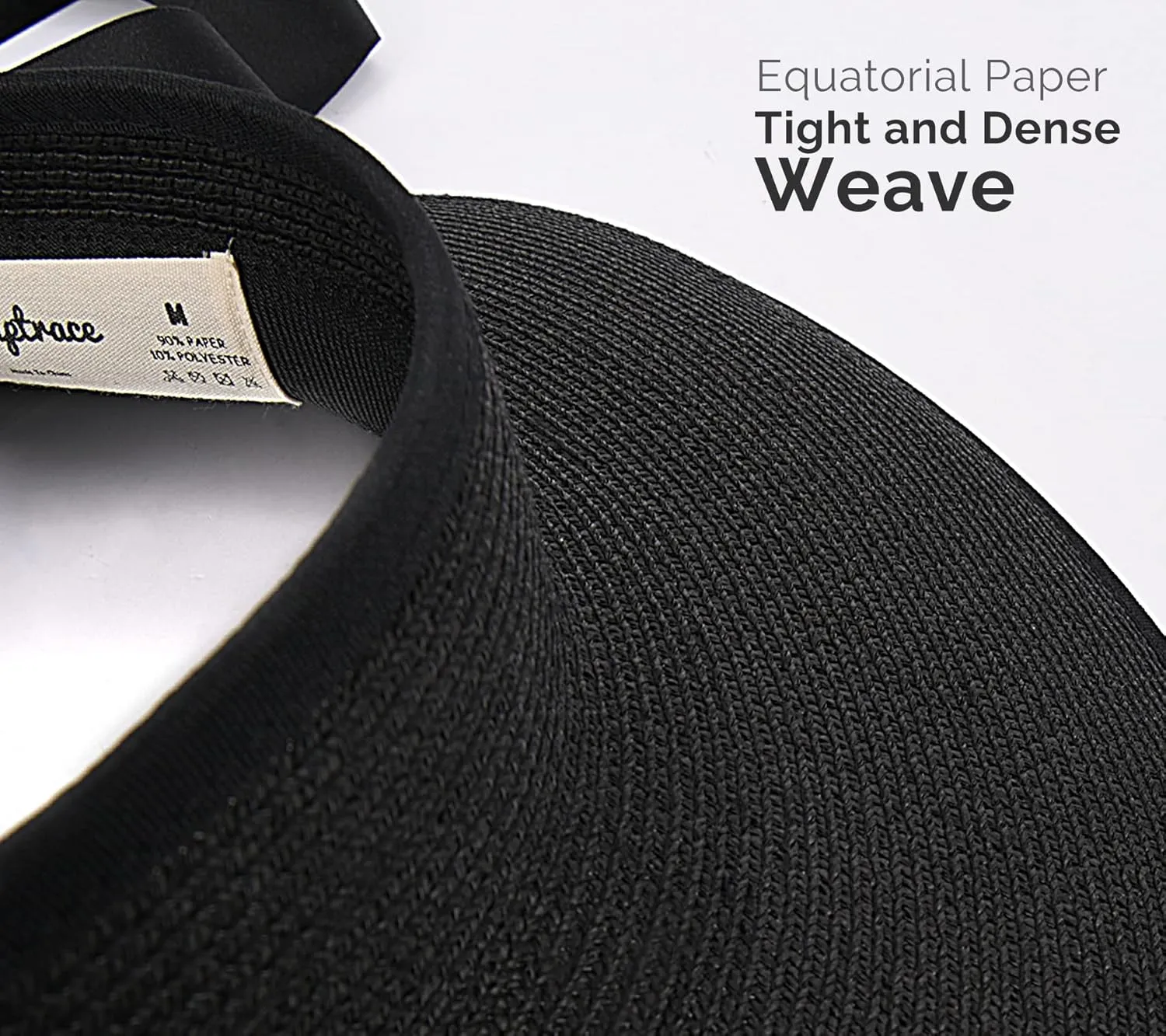Camptrace Sun Visors for Women Wide Brim Beach Hat Foldable Straw Visor Hat Ponytail Summer Packable UPF 80 