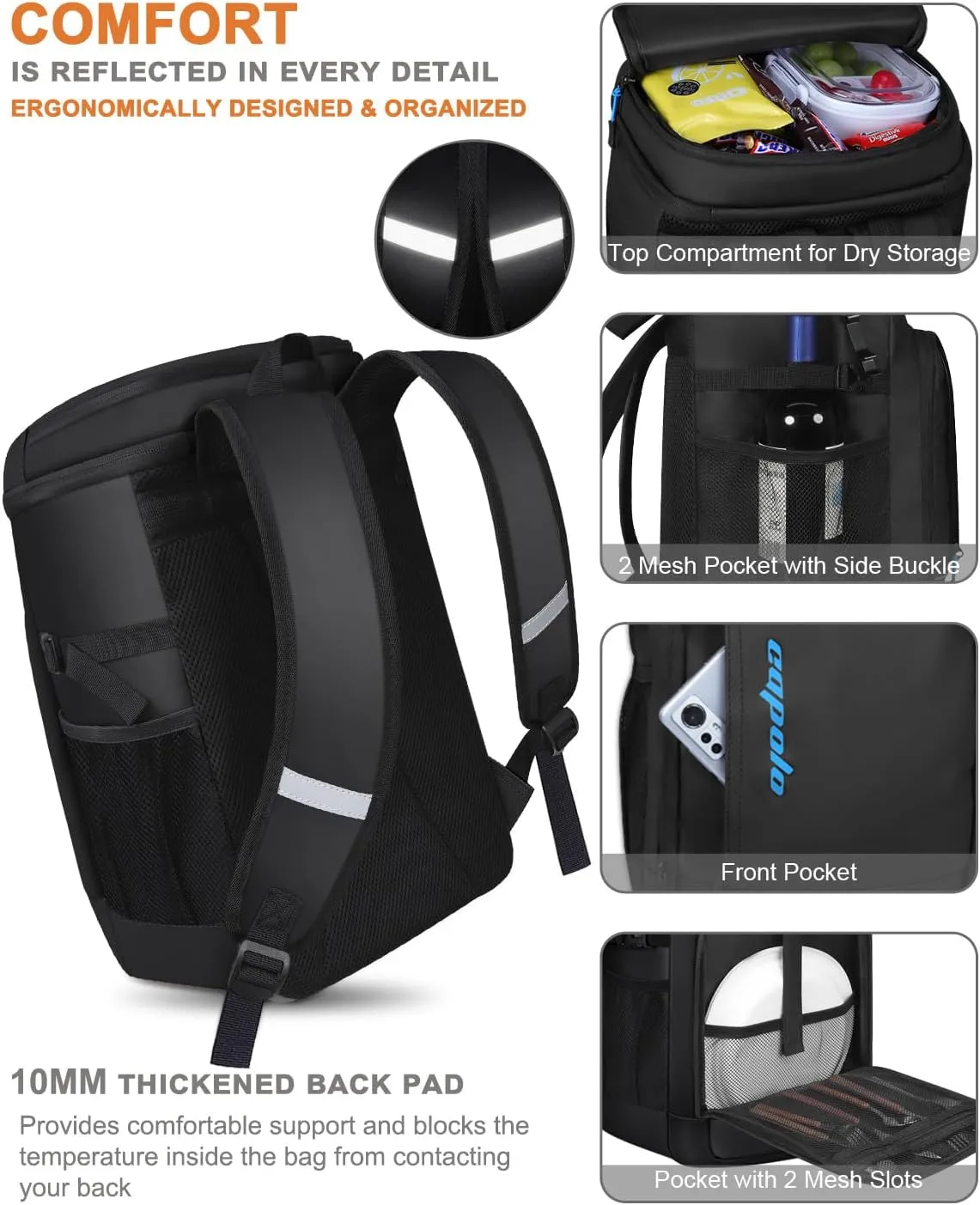Capolo 36/45 Cans Cooler Backpack Insulated Waterproof for Women Men Lunch Backpack Coolers Leak Proof Soft Cooler Bags