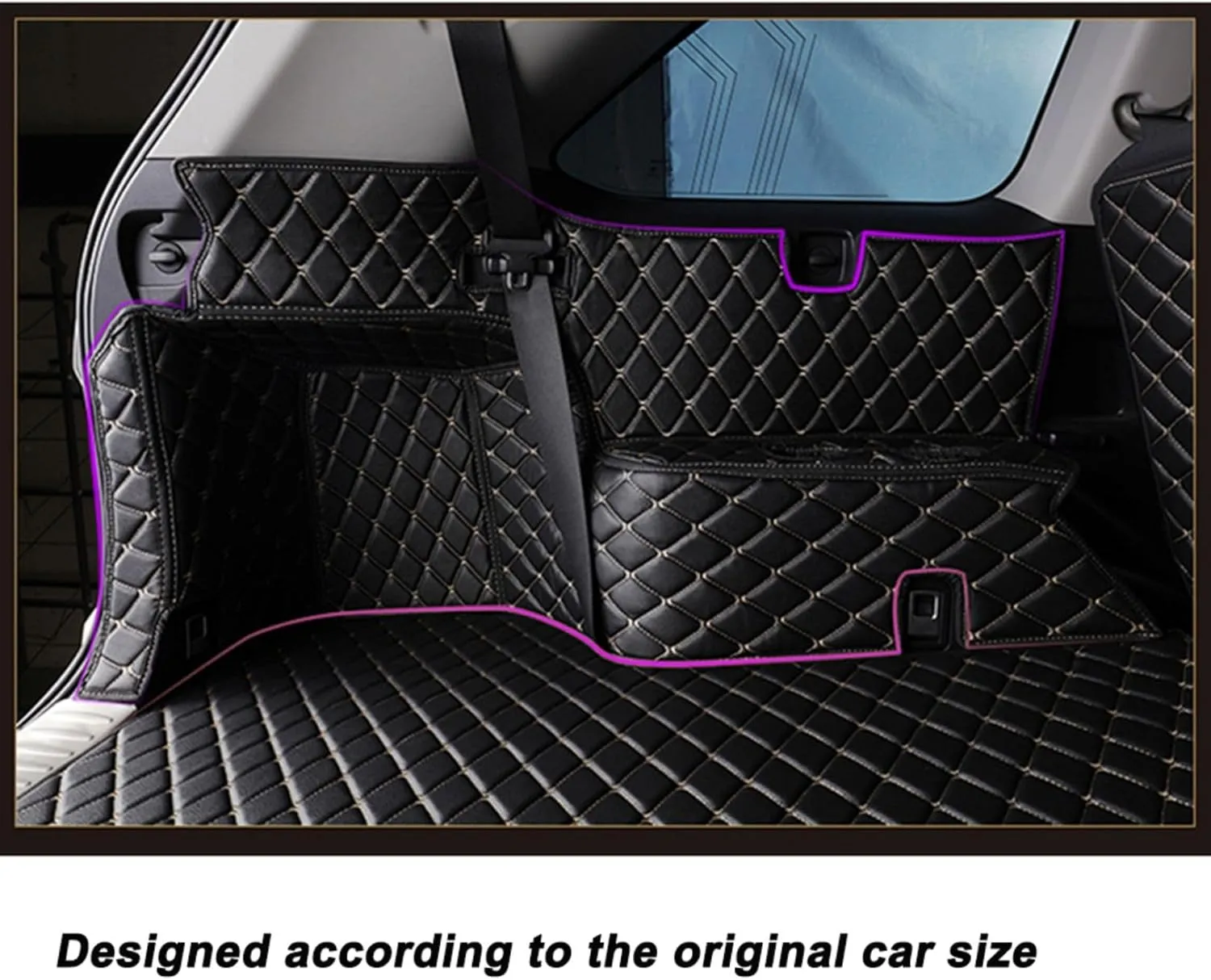 Car Boot Liners for Ford Explorer 6-Seats 2020-2023 2024, Full Coverage Leather Boot Mats Waterproof Anti-Scratch Car Boot Protector Accessories,Black