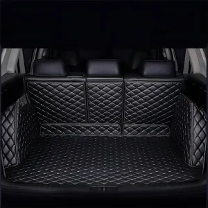 Car Boot Liners for Ford Explorer 6-Seats 2020-2023 2024, Full Coverage Leather Boot Mats Waterproof Anti-Scratch Car Boot Protector Accessories,Black