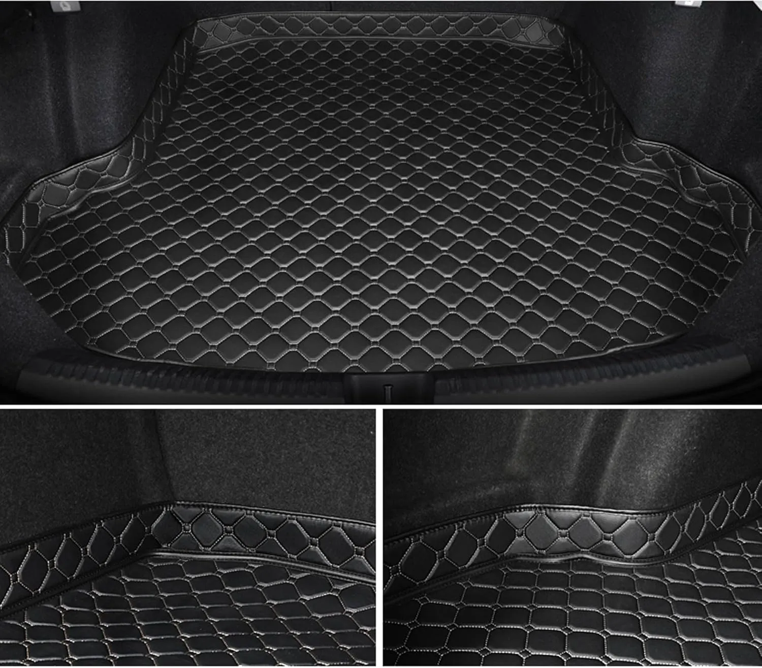Car Leather Cargo Liners for Genesis GV70 EV Pure Electric 2023 2024, Full Coverage Rear Trunk Liner Mats Waterproof Anti-Scratch Protector Pad,Black