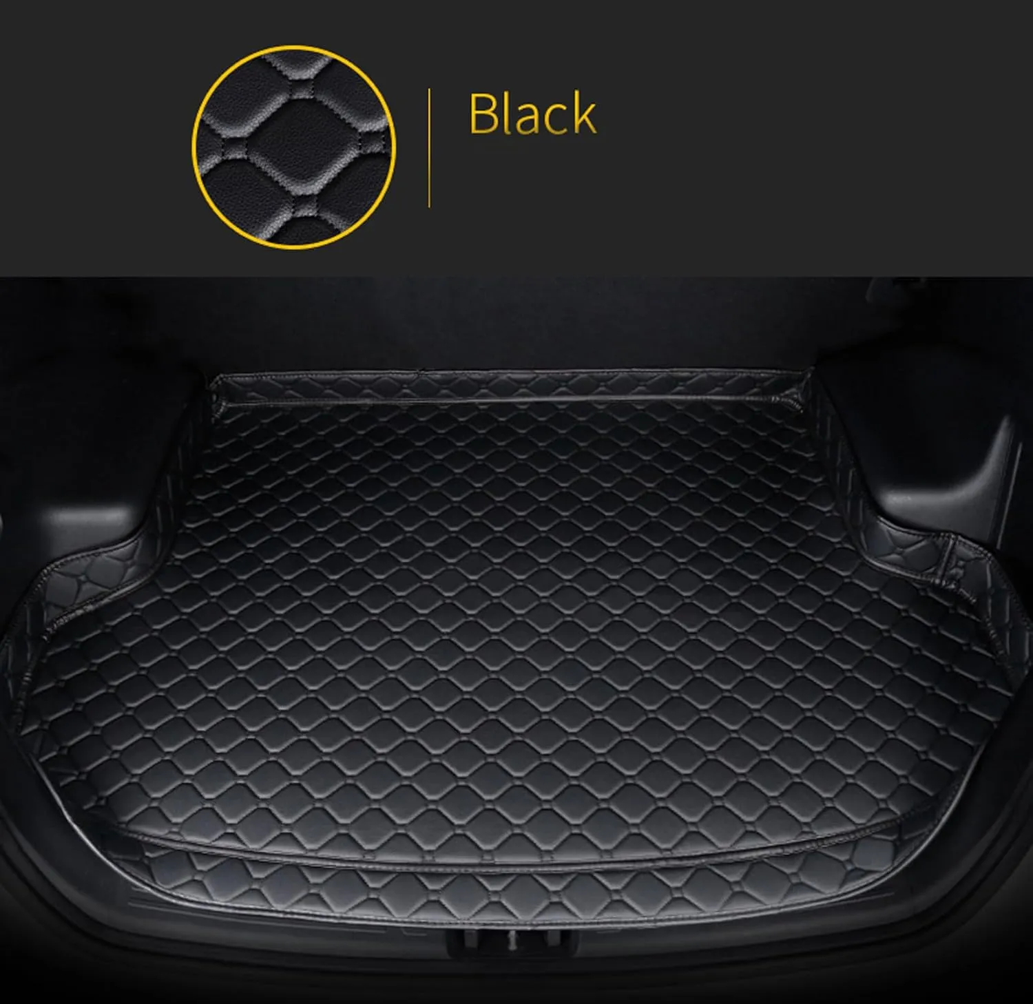 Car Leather Cargo Liners for Genesis GV70 EV Pure Electric 2023 2024, Full Coverage Rear Trunk Liner Mats Waterproof Anti-Scratch Protector Pad,Black