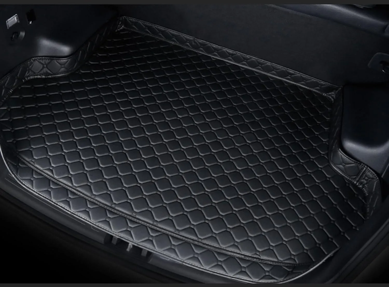 Car Leather Cargo Liners for Genesis GV70 EV Pure Electric 2023 2024, Full Coverage Rear Trunk Liner Mats Waterproof Anti-Scratch Protector Pad,Black
