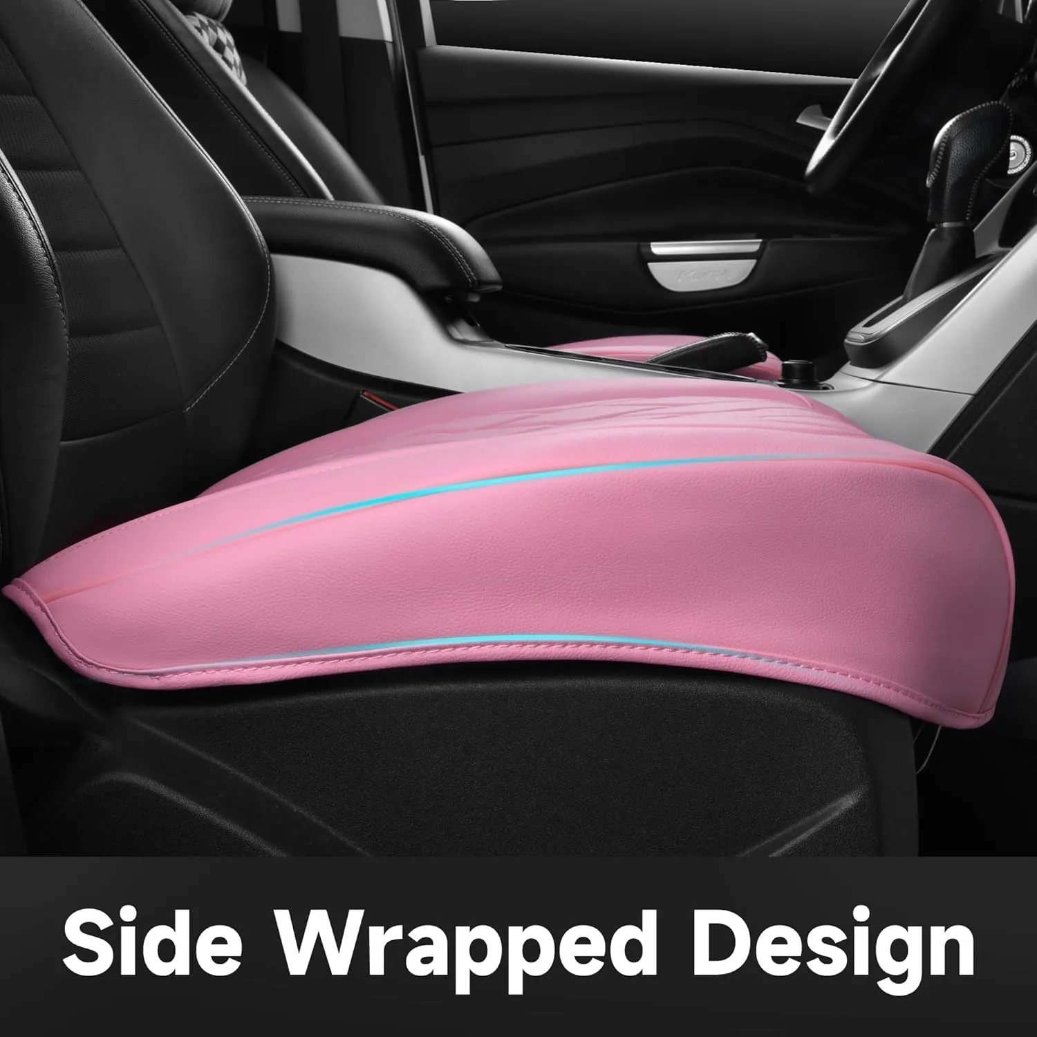 CAR PASS 2 Pack Leather Front Car Seat Covers, Bottom Seat Covers Full Wrapped with Storage Pocket, Anti-Slip Leather Seat Protectors,Waterproof Seat Cushion Pad Universal Fit Sedan SUV Truck, Pink