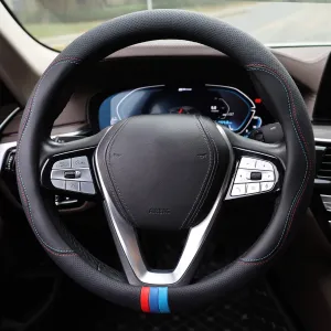 Car Steering Wheel Cover for BMW X3 X5 X7 3 5 Series 328i 528i 535i 530i 540i 320i 330i 325i X1 X2 X4 X6 1 2 4 6 7 8 Series e90 e60 f30 Accessories, 2025 Leather Black (Red Blue)