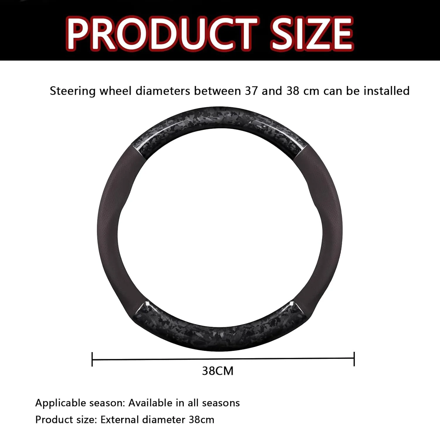 Car Steering Wheel Cover for Buick Envision Regal Lacrosse Verano Pro Encore Excelle Velite 6 Excelle GT GL8, Anti-Slip Breathable Steering Wheel Protector Leather Steering Wheel Cover, Accessories