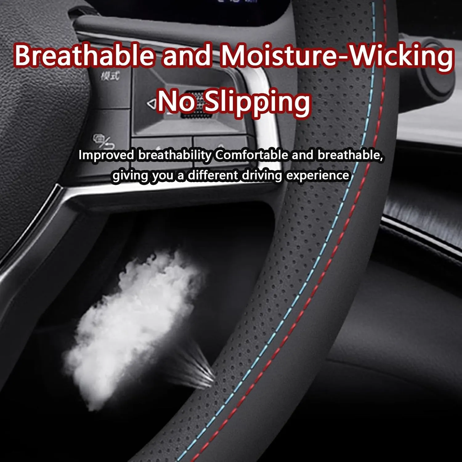 Car Steering Wheel Cover for Buick Regal Excelle GT Lacrosse Verano Excelle Encore Envision GL6 GL8, Anti-Slip Breathable Steering Wheel Protector Leather Steering Wheel Cover, Car Accessories