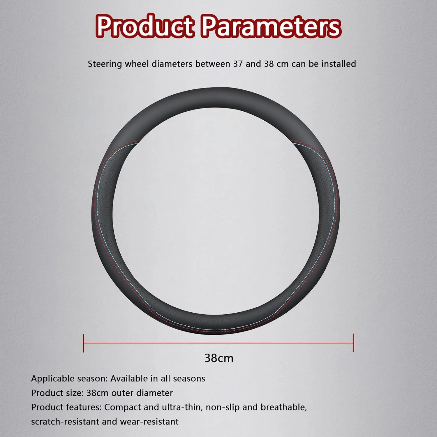 Car Steering Wheel Cover for Buick Regal Excelle GT Lacrosse Verano Excelle Encore Envision GL6 GL8, Anti-Slip Breathable Steering Wheel Protector Leather Steering Wheel Cover, Car Accessories